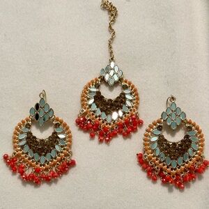 Pakistani/Indian traditional jewelry earrings and tikka set